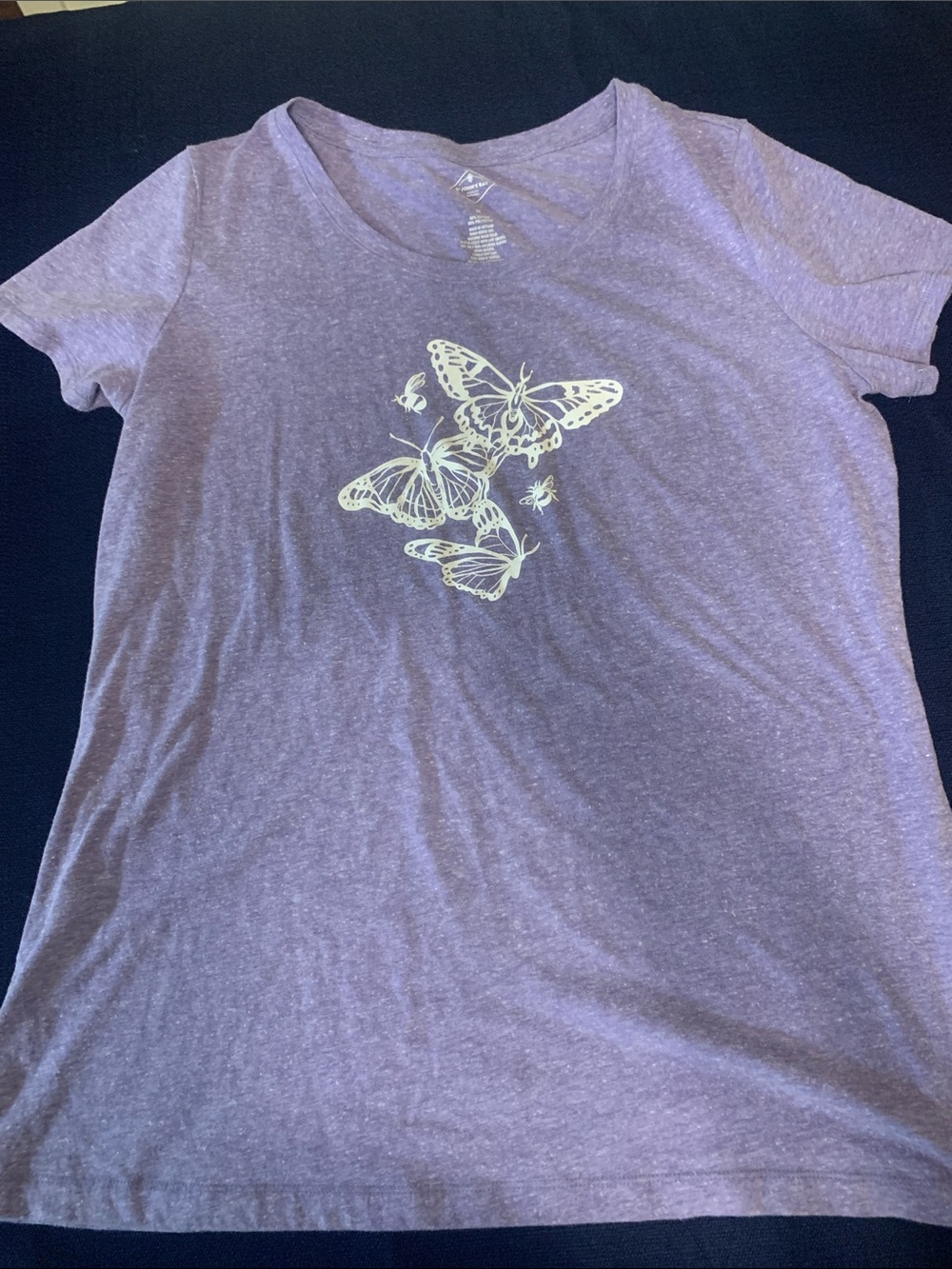St. John's Bay Lavender Short Sleeve Tee with White Butterfly Graphic